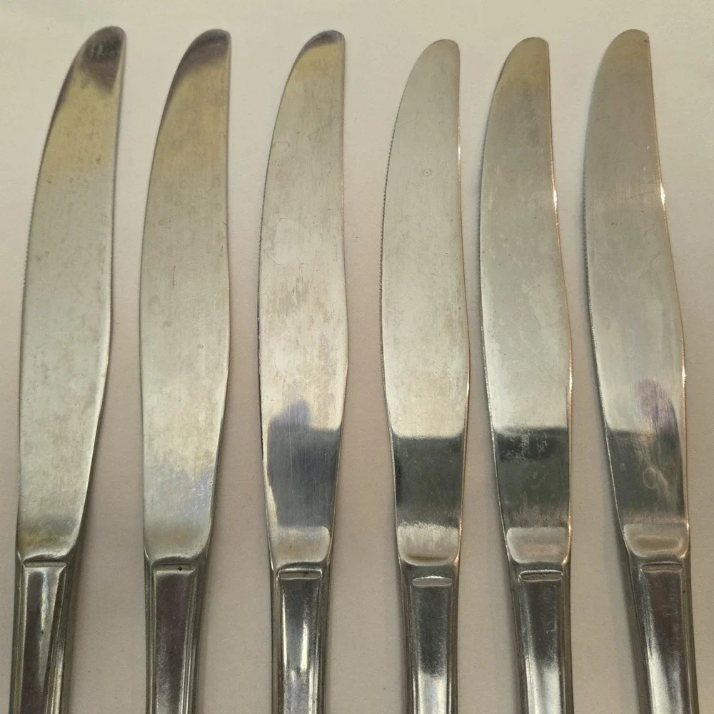 Set 6‎ Dinner Knives Vintage Northland Stainless Steel VOLTAIRE pattern GUC